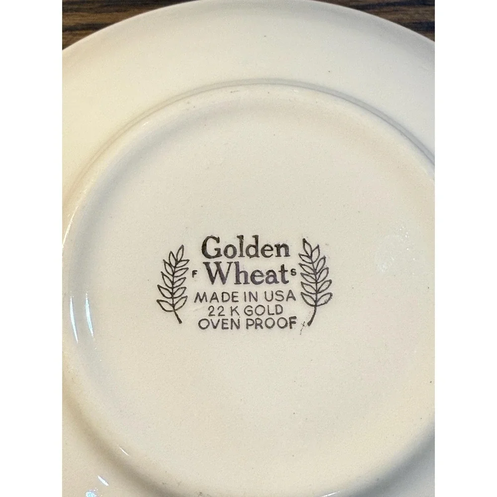 Vintage Golden Wheat Trinket Dish:‎ 22k Gold Trim, Made in USA